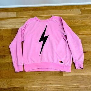 Pink lightning bolt aviator nation crewneck sweatshirt